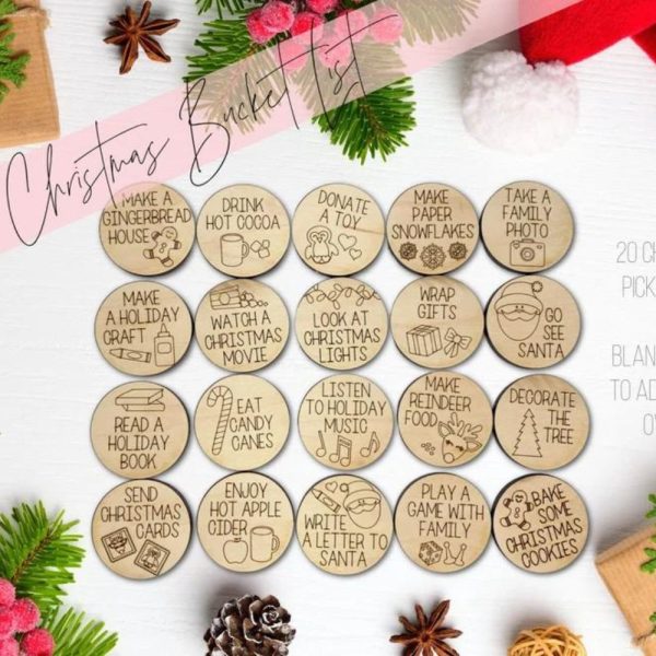 Christmas Bucket List Tokens SVG, Activities Tokens SVG, Countdown Tokens Svg