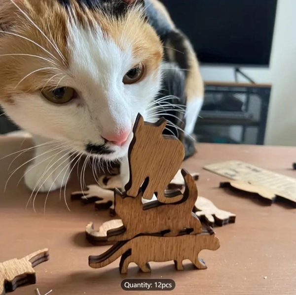 Wooden Stacking Game Cat Balance